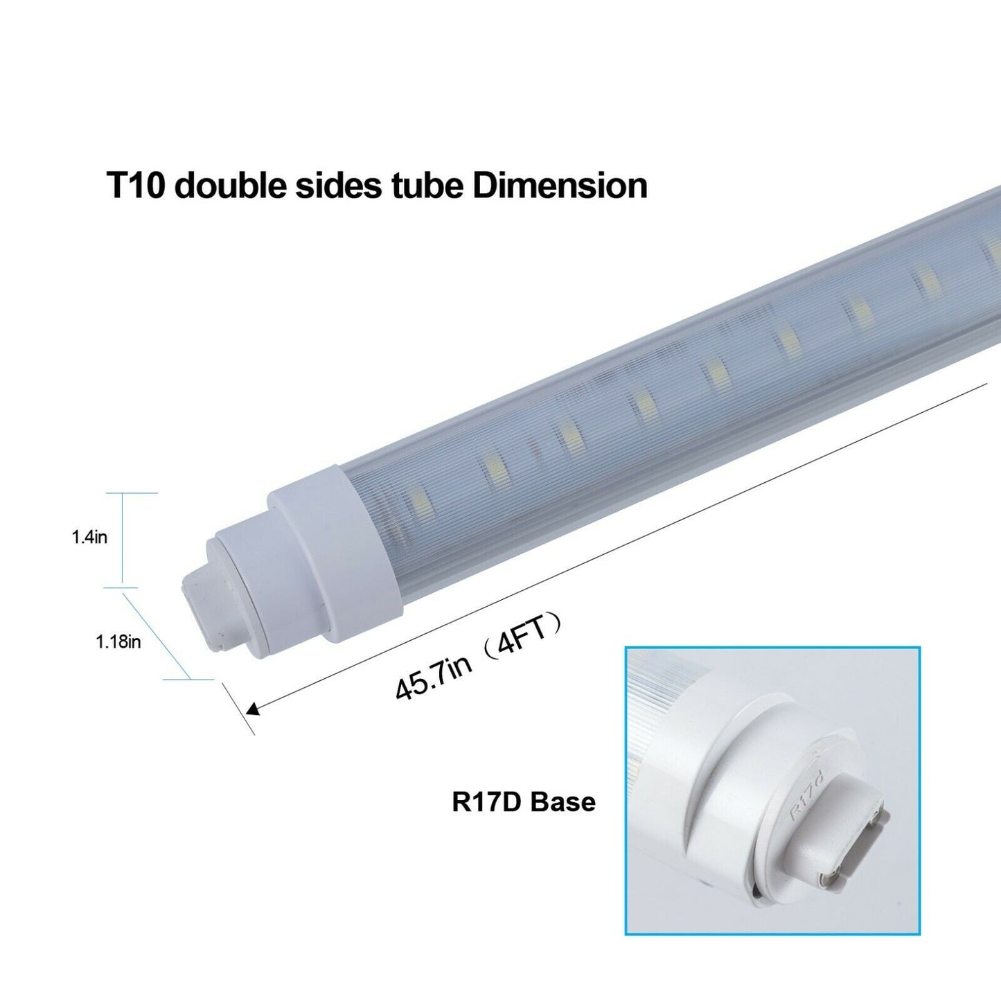 R17D 4FT 24W Double Sided LED Tube Light